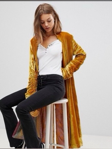Gold Velvet Duster Cardigan